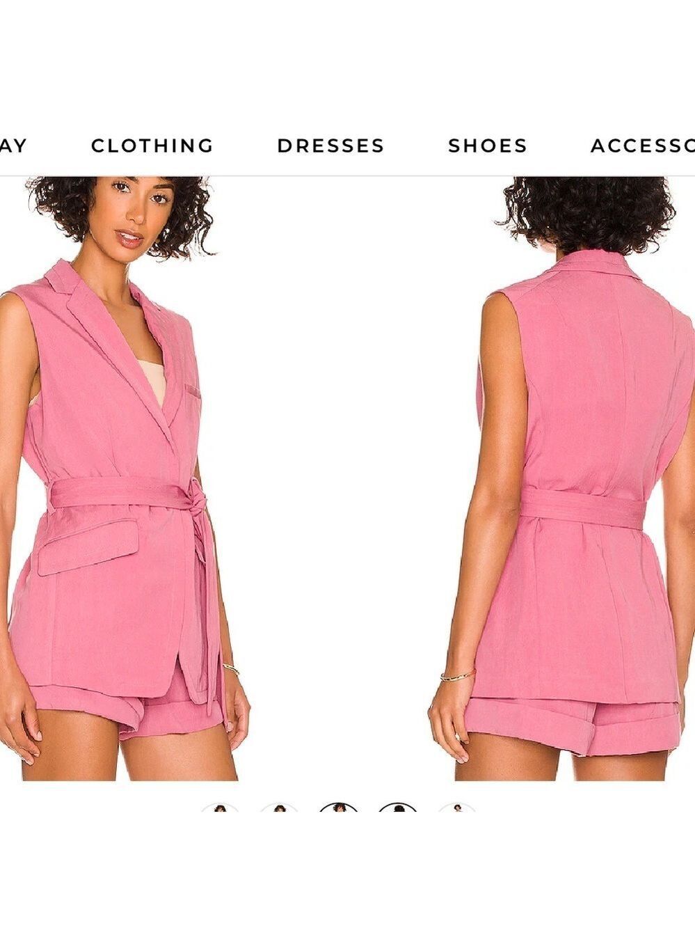 RAG & BONE Margot sleeveless blazer self tying belt front button blush pink sz4